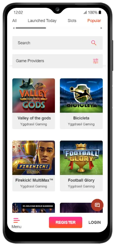 Volledig scherm promotiebanner op mobiel met een circusdirecteur omringd door speelkaarten en fantasiefiguren, met de tekst Impressario's Studio of the Month en het TaDa Gaming-logo